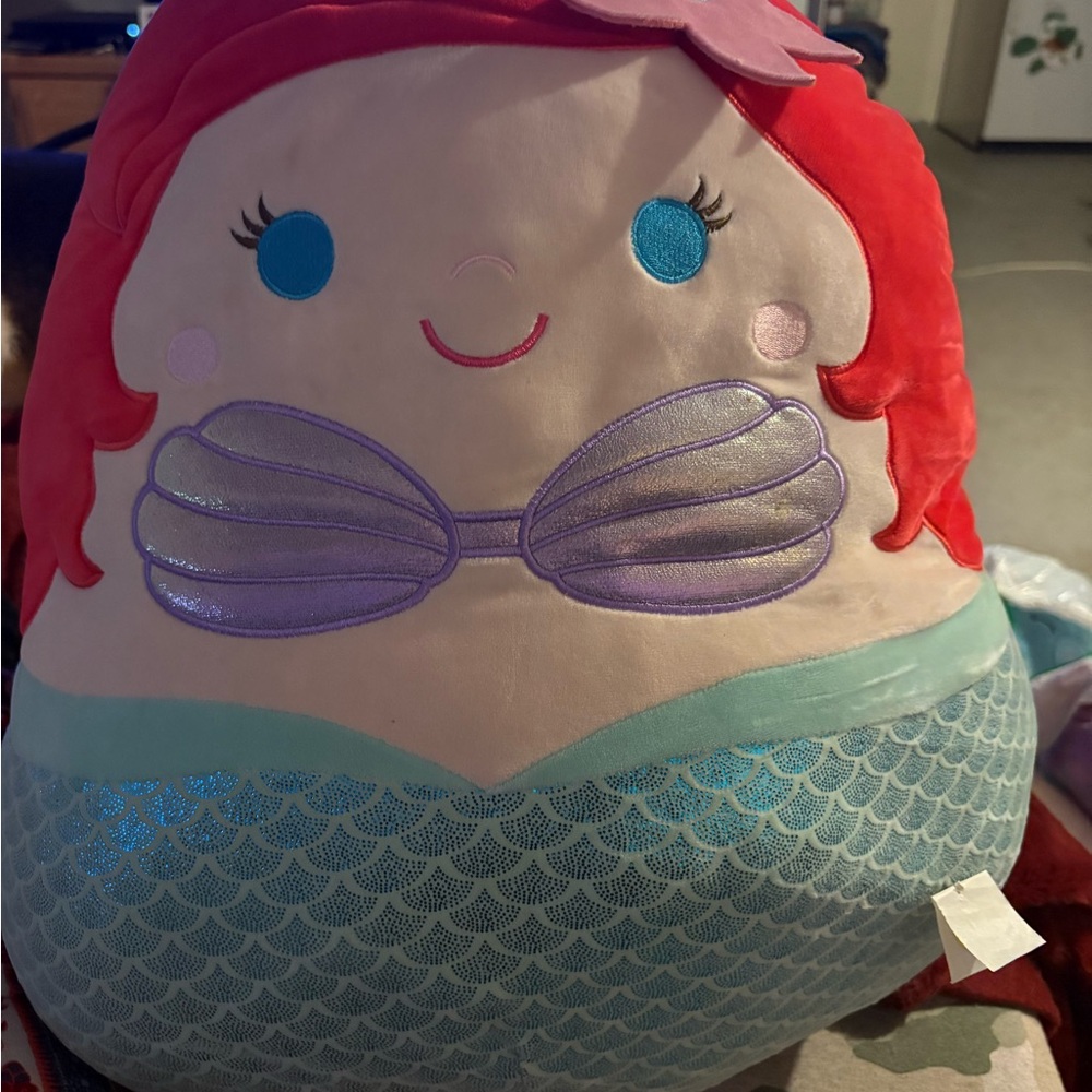 The little Mermaid Plush Toy squishmellow with Red Hair and Blue Tail